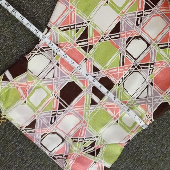 🆕️ 💚VTG Milly💚 - Multicolor Geometric Print Chain Straps Silk Cocktail Dress - Picture 13 of 15